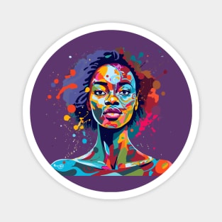 Afrocentric Woman Multicolored Painting Magnet
